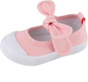 ESTAMICO Kids School Uniform Dress Shoe Girls Bowknot Mary Jane Flat Sneakers for Toddler/Little Kid