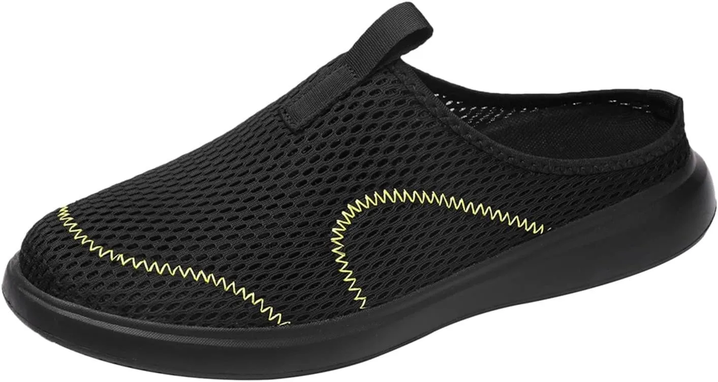 Fashion Summer Men Breathable Mesh Shallow Lace Up Casual Shoes Tops Mens Sneaker (Black, 12.5)