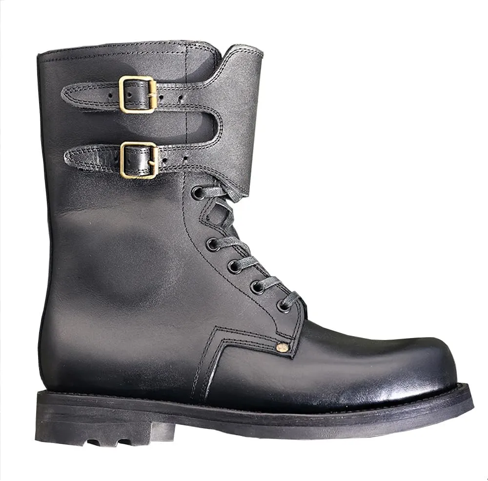 FB90 Field Boots WWII French BM65 Leather Boots Mens Vintage Black Cowhide Hiking Boots Replica WW2 M1943 Combat Shoes