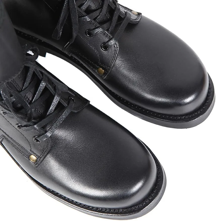 FB90 Field Boots WWII French BM65 Leather Boots Mens Vintage Black Cowhide Hiking Boots Replica WW2 M1943 Combat Shoes