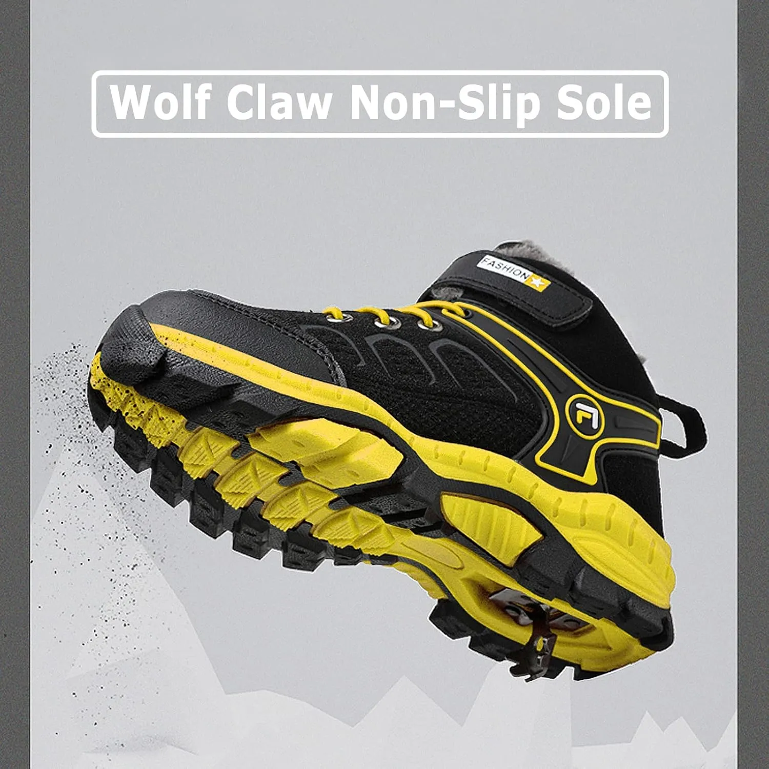 FLIOZY Kids Hiking Boots Boys Girls Winter Snow Boots Non Slip Warm Snow Sports Shoes Outdoor Walking Climbing Sneaker