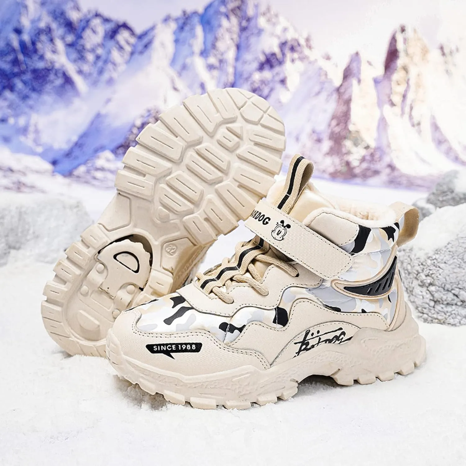 FLIOZY Kids Hiking Boots Boys Girls Winter Snow Boots Non Slip Warm Snow Sports Shoes Outdoor Walking Climbing Sneaker