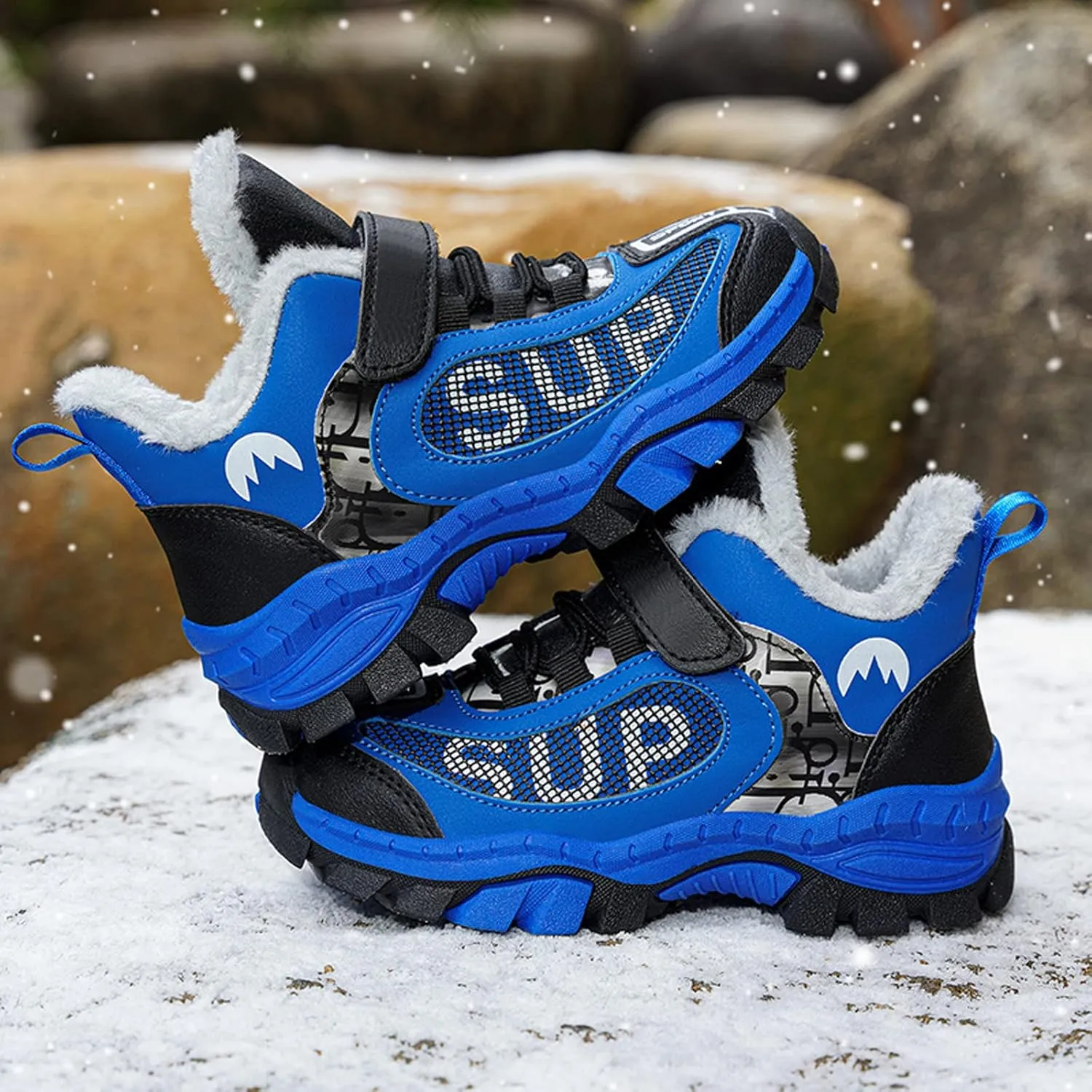FLIOZY Kids Hiking Boots Boys Girls Winter Snow Boots Non Slip Warm Snow Sports Shoes Outdoor Walking Climbing Sneaker