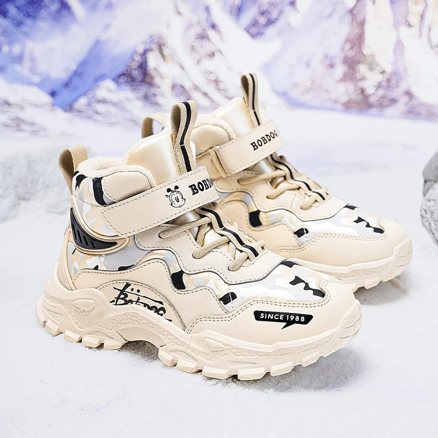 FLIOZY Kids Hiking Boots Boys Girls Winter Snow Boots Non Slip Warm Snow Sports Shoes Outdoor Walking Climbing Sneaker