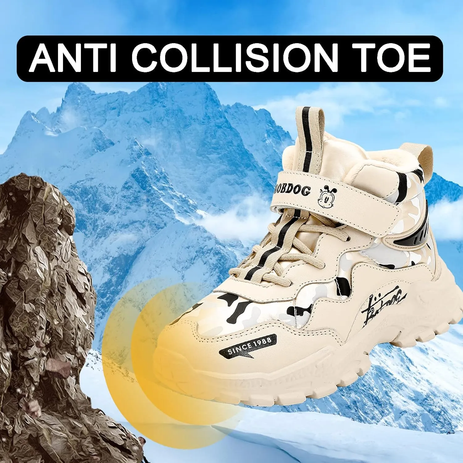 FLIOZY Kids Hiking Boots Boys Girls Winter Snow Boots Non Slip Warm Snow Sports Shoes Outdoor Walking Climbing Sneaker