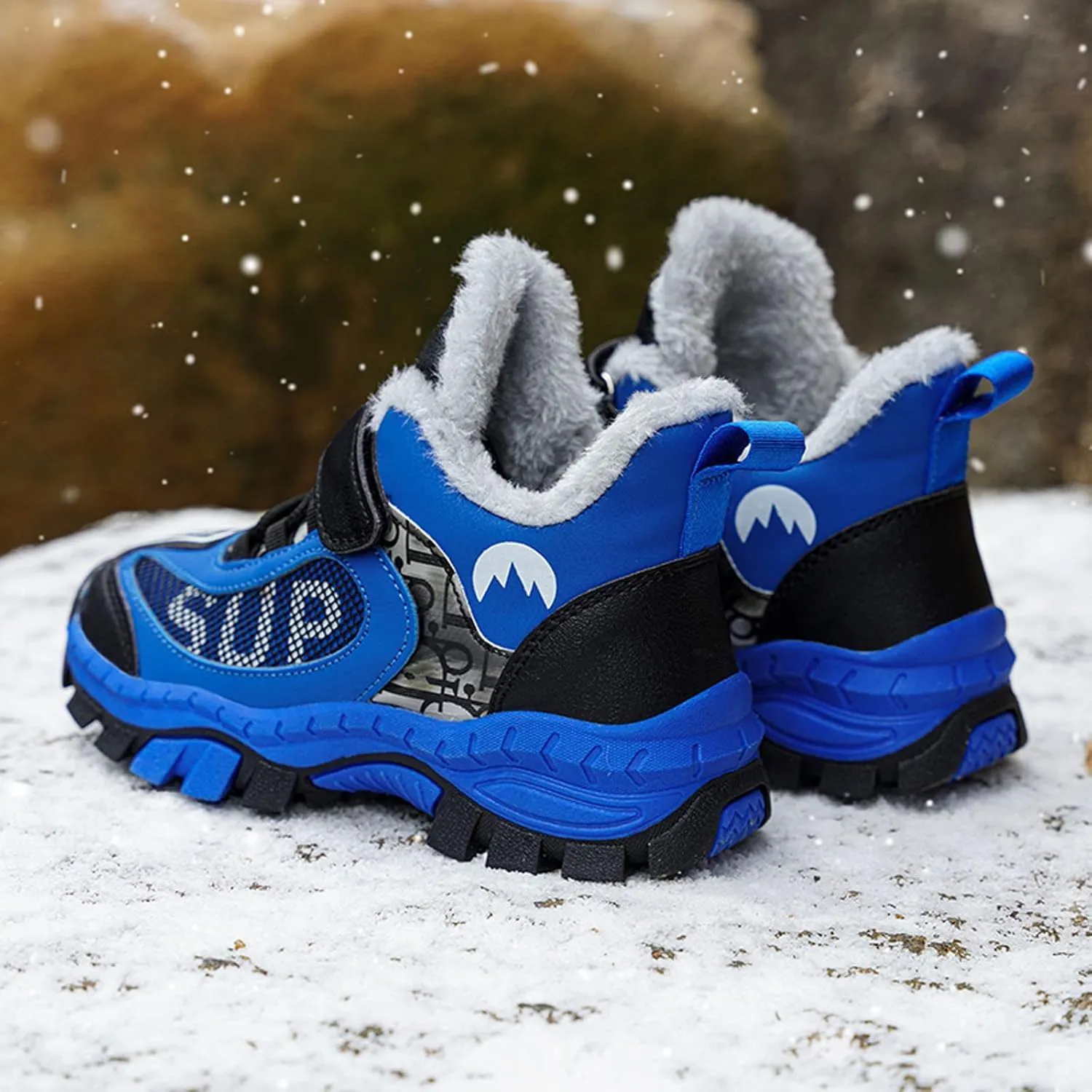 FLIOZY Kids Hiking Boots Boys Girls Winter Snow Boots Non Slip Warm Snow Sports Shoes Outdoor Walking Climbing Sneaker