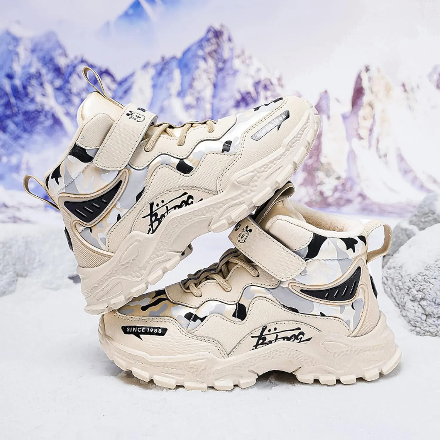 FLIOZY Kids Hiking Boots Boys Girls Winter Snow Boots Non Slip Warm Snow Sports Shoes Outdoor Walking Climbing Sneaker