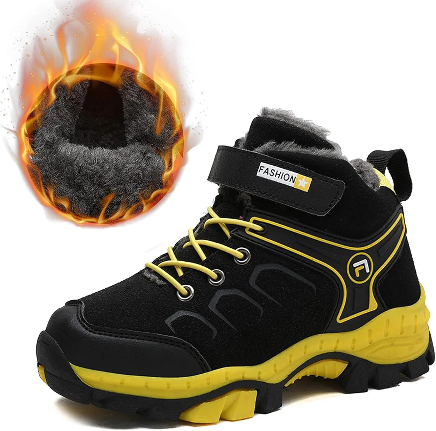 FLIOZY Kids Hiking Boots Boys Girls Winter Snow Boots Non Slip Warm Snow Sports Shoes Outdoor Walking Climbing Sneaker