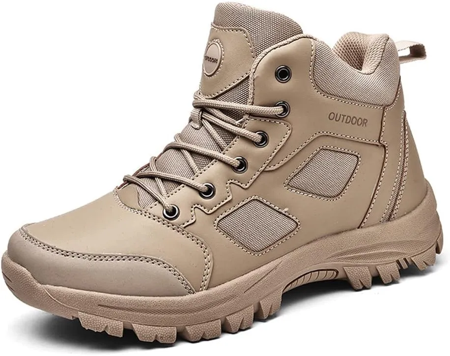 GEXECEUSS Hiking Boots for Men Breathable Non-Slip Casual Low-Top Sneakers for Trailing Trekking Outdoor Leather Walking Shoes