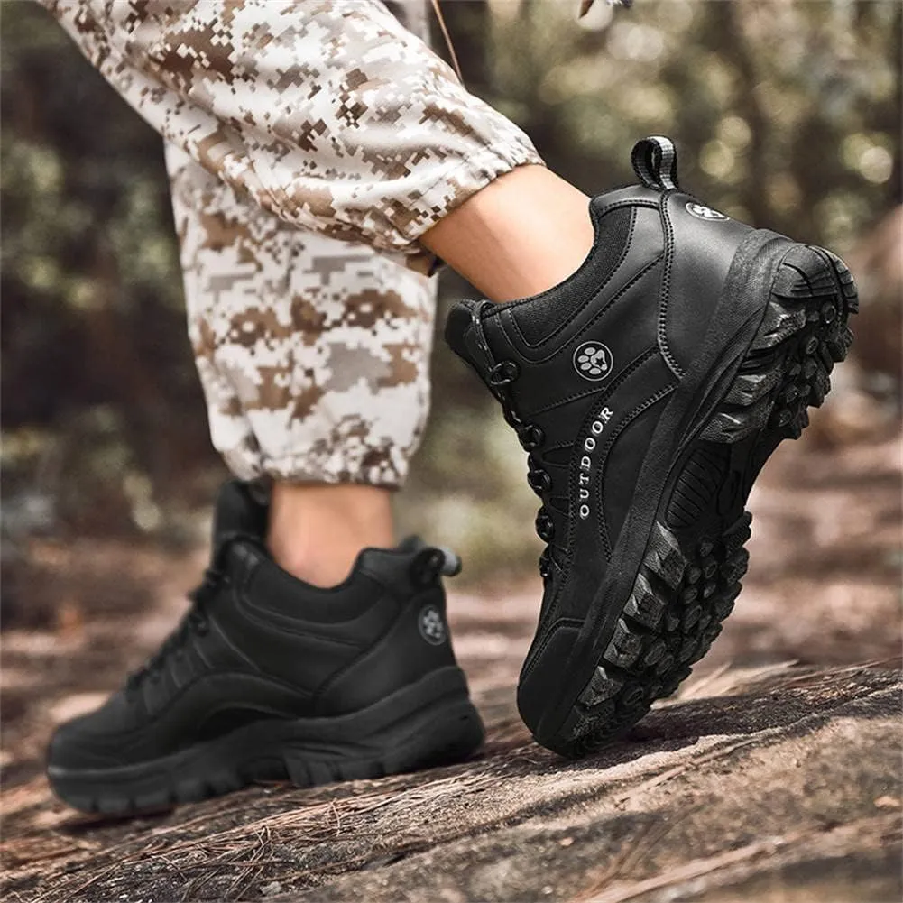 GEXECEUSS Hiking Boots for Men Breathable Non-Slip Casual Low-Top Sneakers for Trailing Trekking Outdoor Leather Walking Shoes