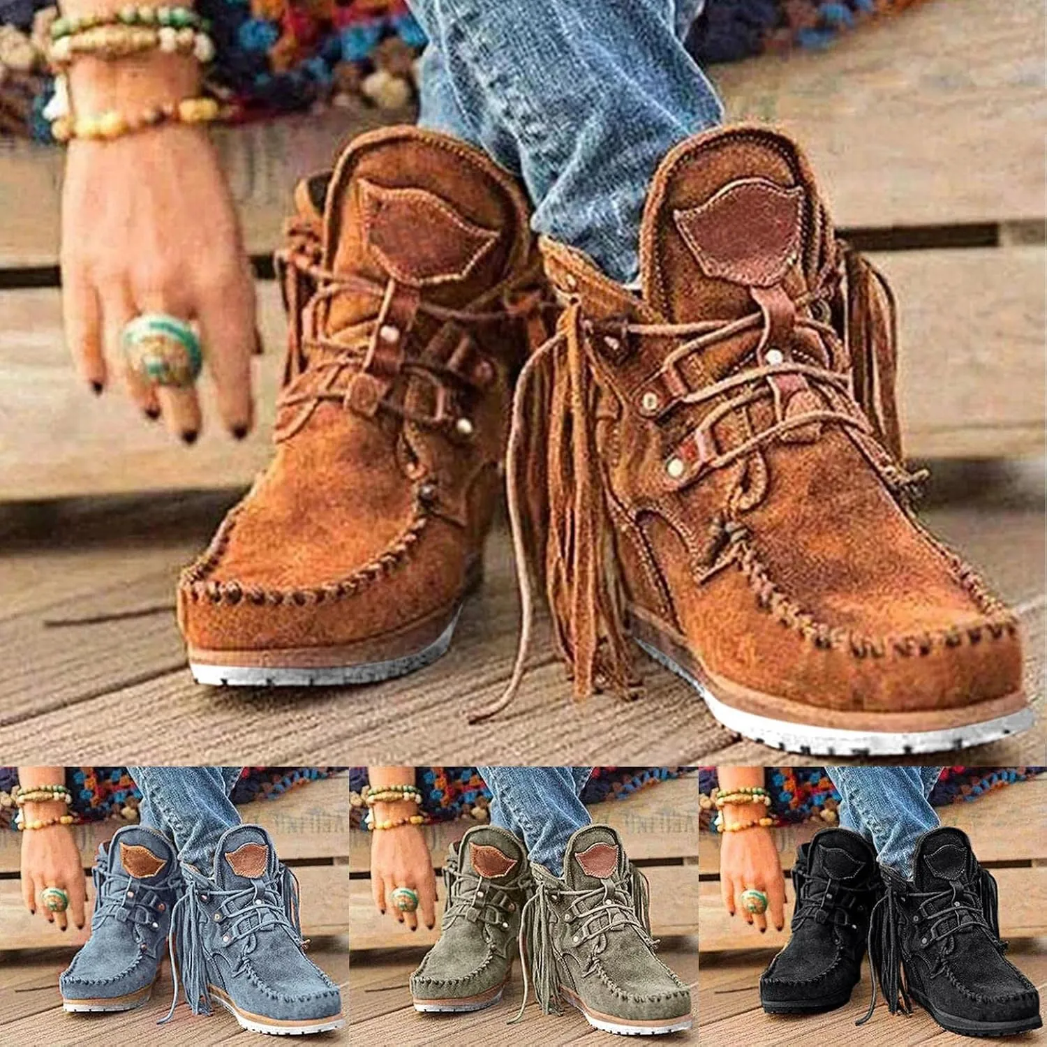 Gibobby Ankle Boot for Women Low Heel Womens Cowboy Boots Pointed Toe Faux Stacked Chunky Heels V Cut Zipper Booties