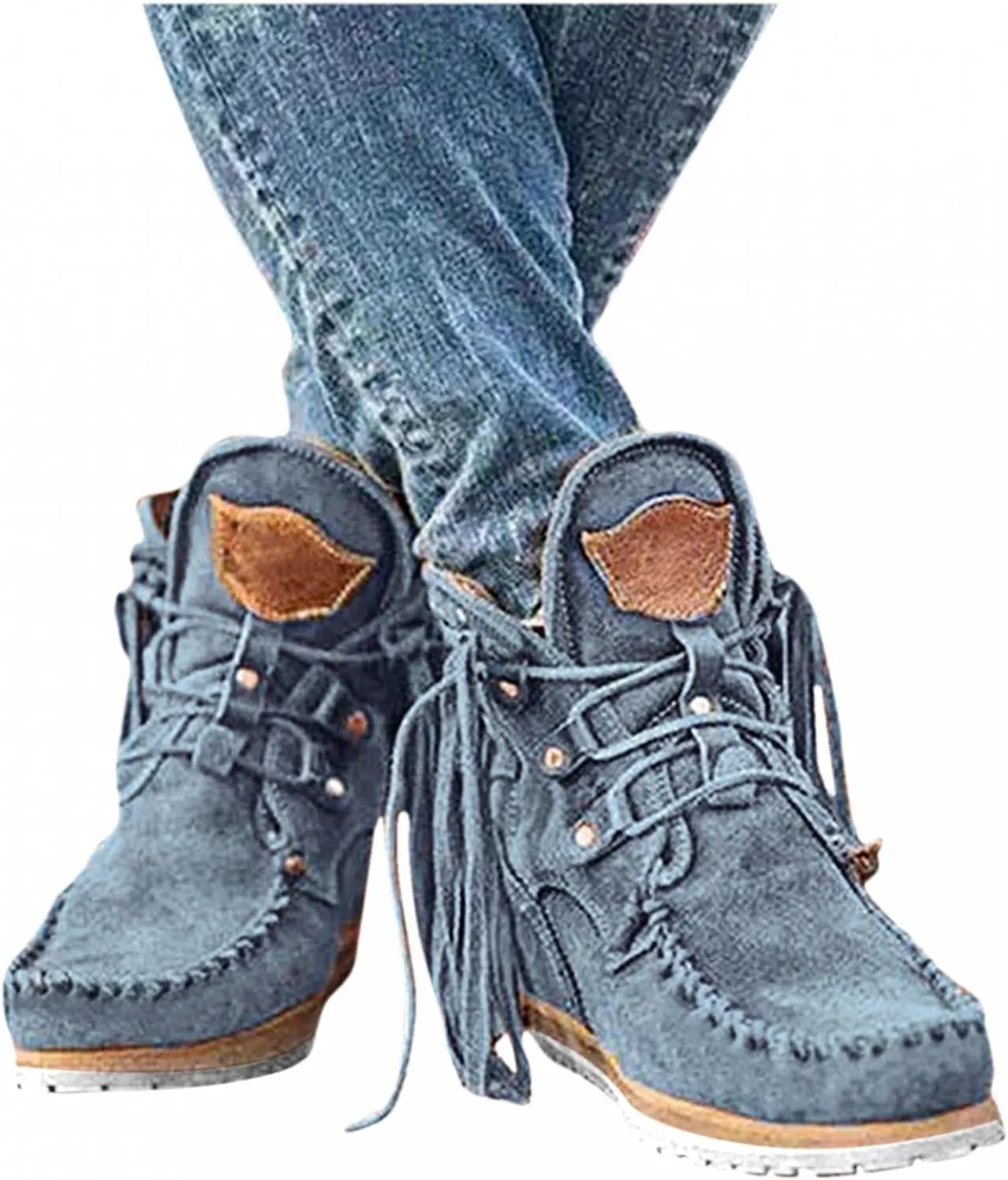 Gibobby Ankle Boot for Women Low Heel Womens Cowboy Boots Pointed Toe Faux Stacked Chunky Heels V Cut Zipper Booties