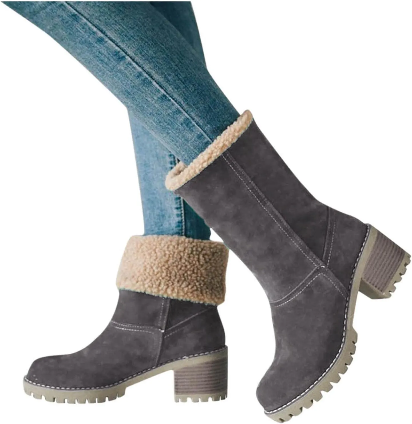 Gibobby Boots for Women Winter Snow Boots Fur Lined Warm Ankle Boots Slip On Waterproof Outdoor Booties Comfortable Shoes