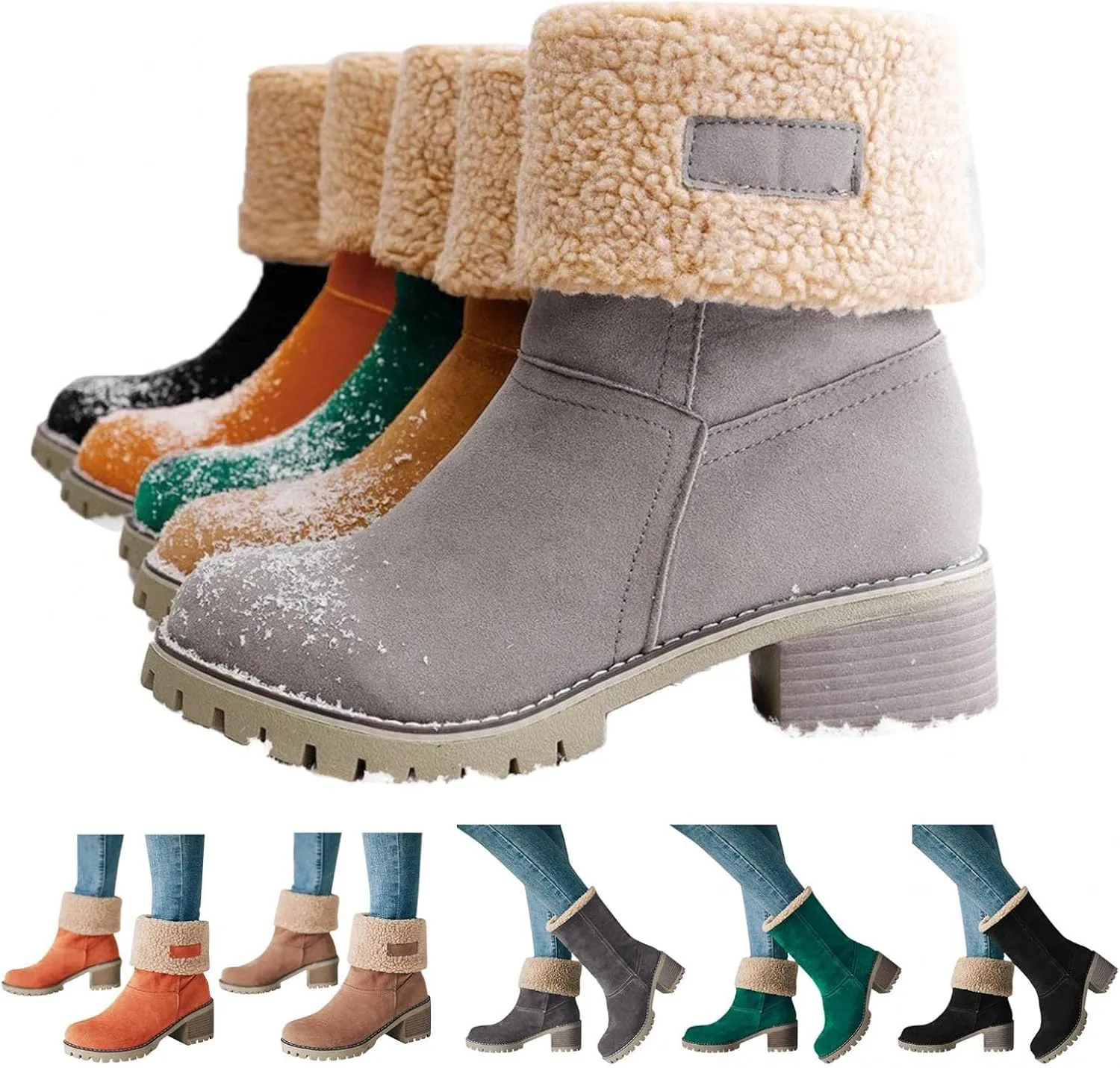 Gibobby Boots for Women Winter Snow Boots Fur Lined Warm Ankle Boots Slip On Waterproof Outdoor Booties Comfortable Shoes