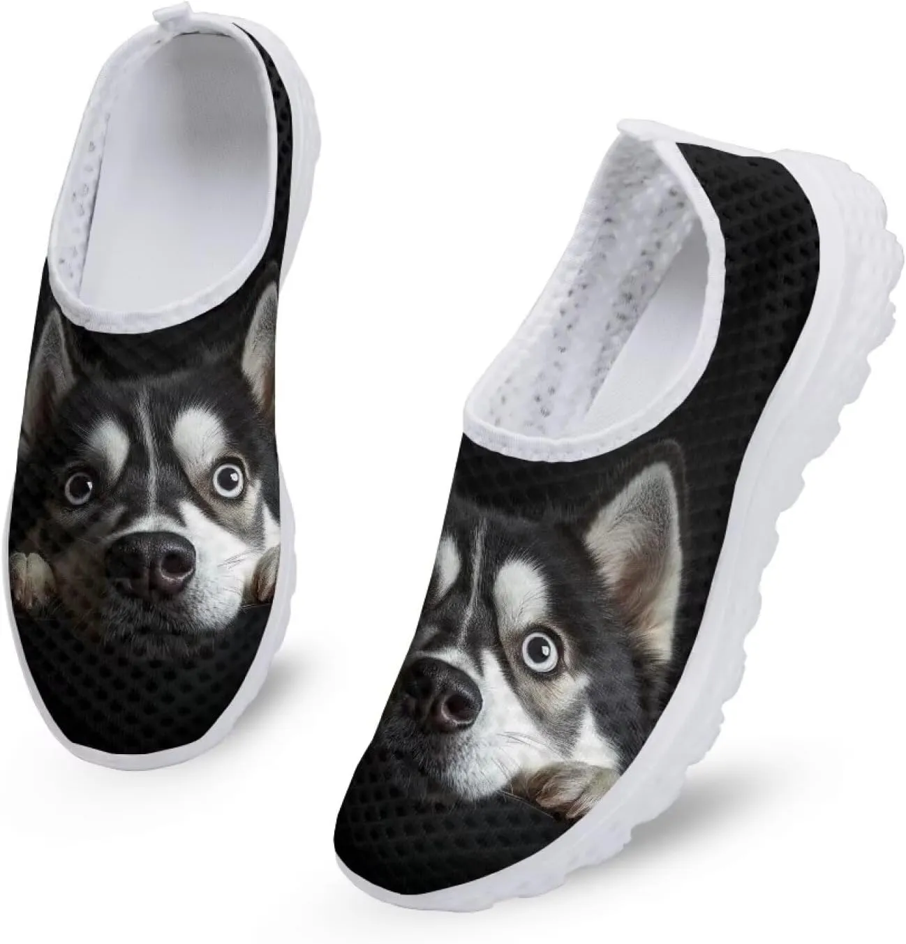 GIFTPUZZ Women Running Shoes Lightweight Slip-on Shoes Non Slip Breathable Mesh Walking Sneakers