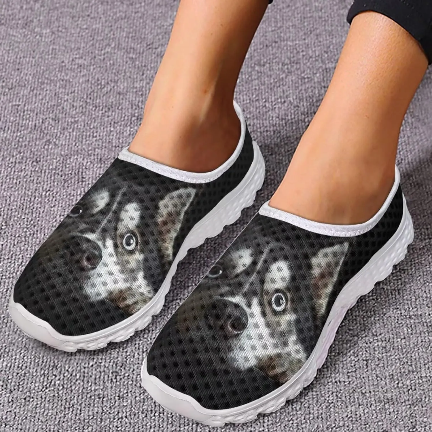 GIFTPUZZ Women Running Shoes Lightweight Slip-on Shoes Non Slip Breathable Mesh Walking Sneakers