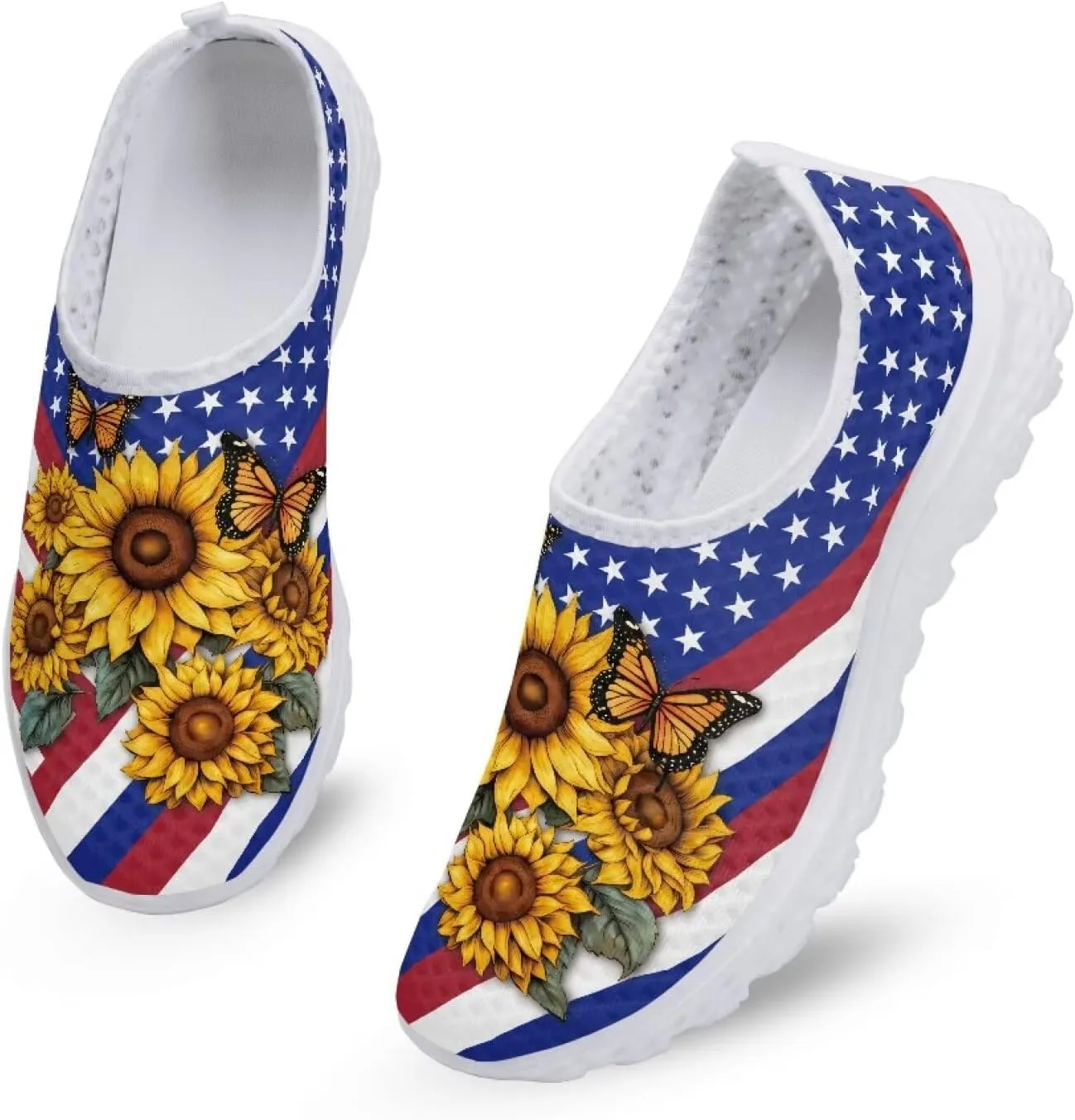 GIFTPUZZ Women Running Shoes Lightweight Slip-on Shoes Non Slip Breathable Mesh Walking Sneakers