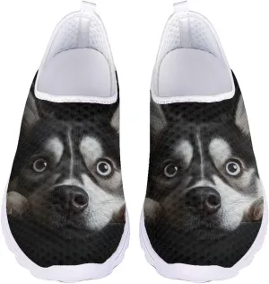 GIFTPUZZ Women Running Shoes Lightweight Slip-on Shoes Non Slip Breathable Mesh Walking Sneakers