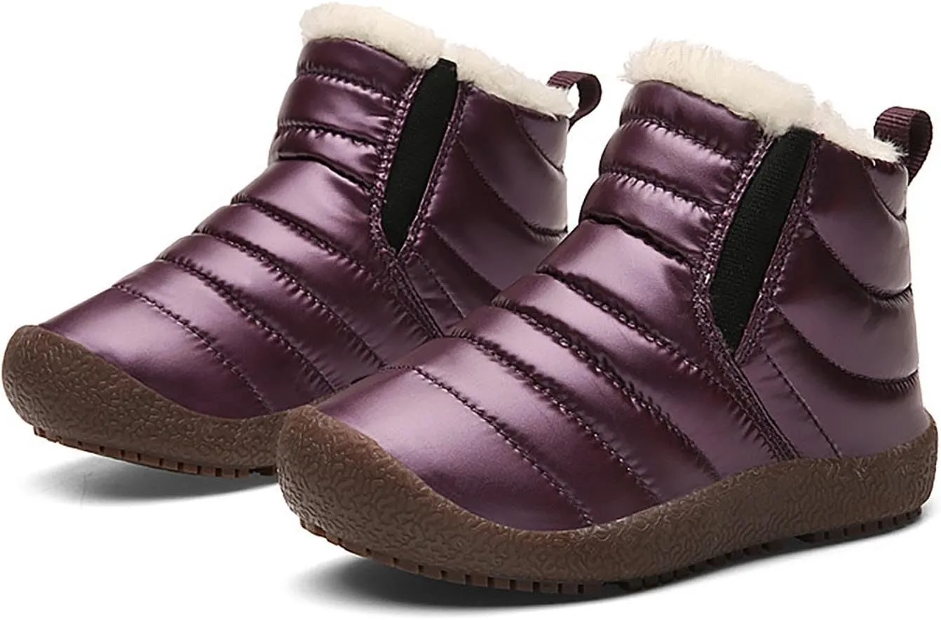 Girls and Boys Snow Fashion Ankle Boots Warm Fuzzy Walking Outdoor Shoes with Zipper (Baby/Toddler/Little Kid)