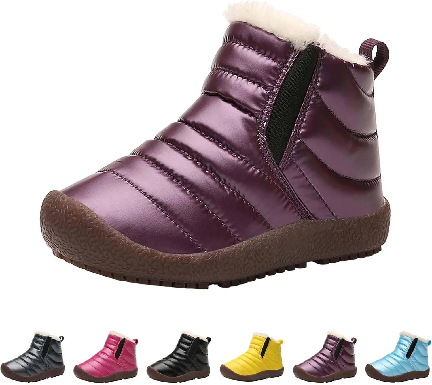 Girls and Boys Snow Fashion Ankle Boots Warm Fuzzy Walking Outdoor Shoes with Zipper (Baby/Toddler/Little Kid)