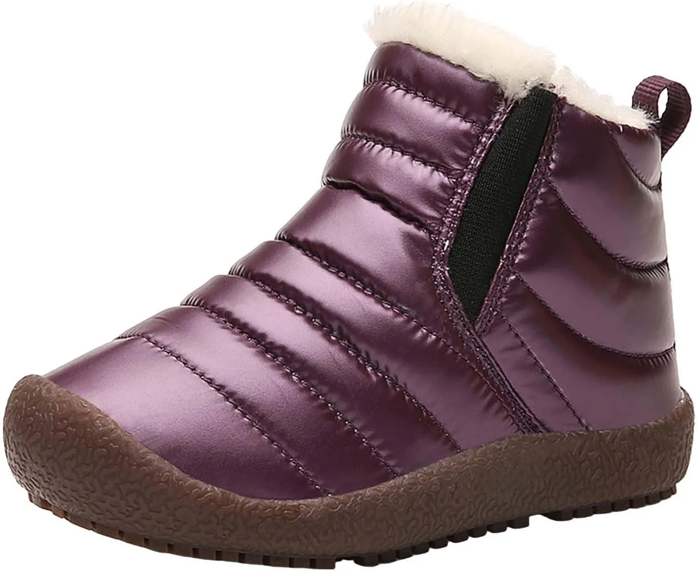 Girls and Boys Snow Fashion Ankle Boots Warm Fuzzy Walking Outdoor Shoes with Zipper (Baby/Toddler/Little Kid)