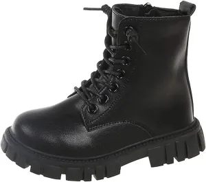 Girls Ankle Boots Side Zipper Combat Boots Non Slip Cowboy Boots Casual Hiking Boots for Toddler Little Kid Big Kid