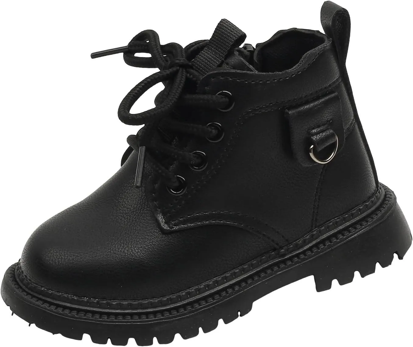 Girls Ankle Boots Side Zipper Combat Boots Non Slip Hiking Boots Casual Cowboy Boots for Toddler Little Kid Big Kid