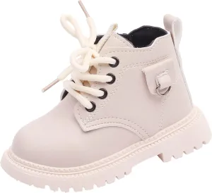 Girls Ankle Boots Side Zipper Combat Boots Non Slip Hiking Boots Casual Cowboy Boots for Toddler Little Kid Big Kid