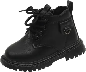Girls Ankle Boots Side Zipper Combat Boots Non Slip Hiking Boots Casual Cowboy Boots for Toddler Little Kid Big Kid