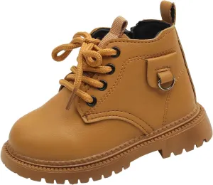 Girls Ankle Boots Side Zipper Combat Boots Non Slip Hiking Boots Casual Cowboy Boots for Toddler Little Kid Big Kid