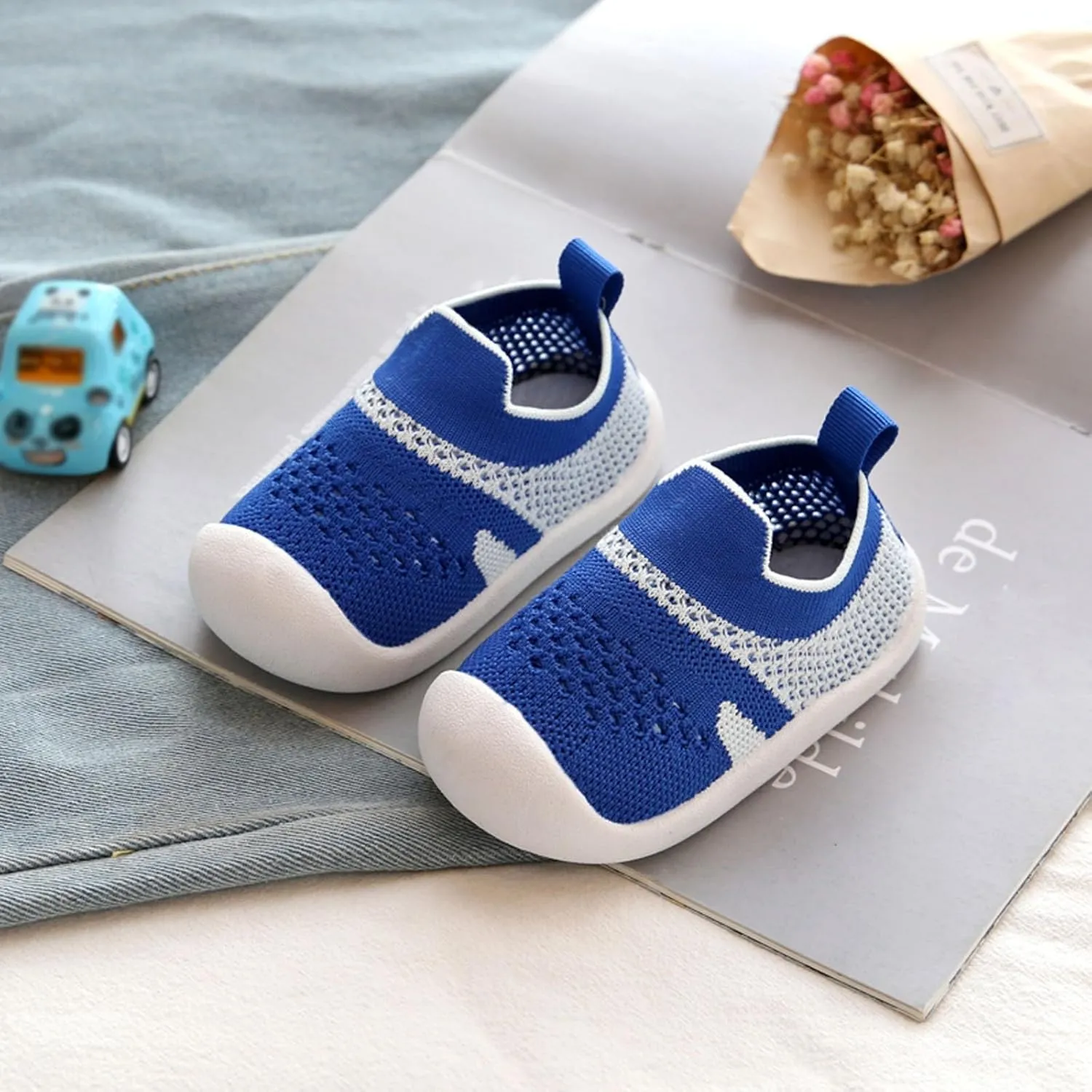 Girls Boys Leisure Shoes Mesh Soft Bottom Breathable Slip On Sport Shoes Socks Shoes Little Girls Shoes