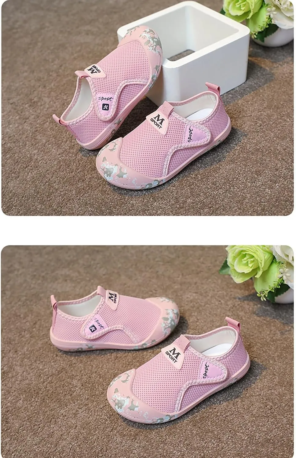Girls Boys Slip On Sneakers Kids Toddler Lightweight Breathable Strap Athletic Sports Tennis Running Shoes Non Slip