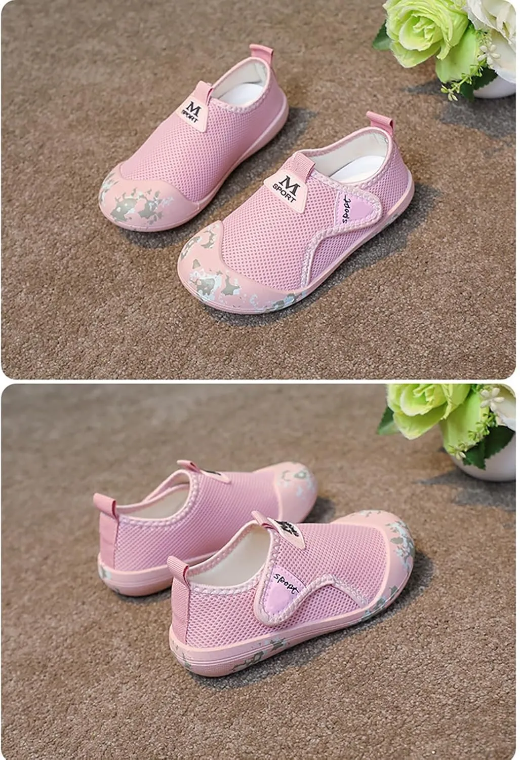Girls Boys Slip On Sneakers Kids Toddler Lightweight Breathable Strap Athletic Sports Tennis Running Shoes Non Slip
