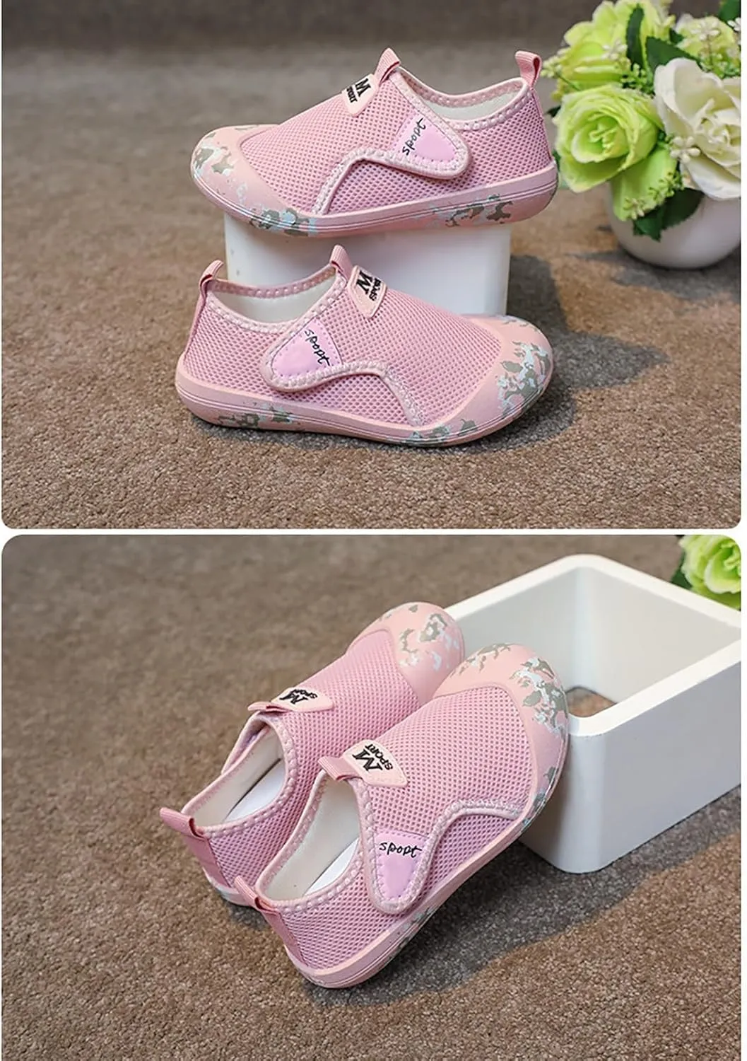 Girls Boys Slip On Sneakers Kids Toddler Lightweight Breathable Strap Athletic Sports Tennis Running Shoes Non Slip