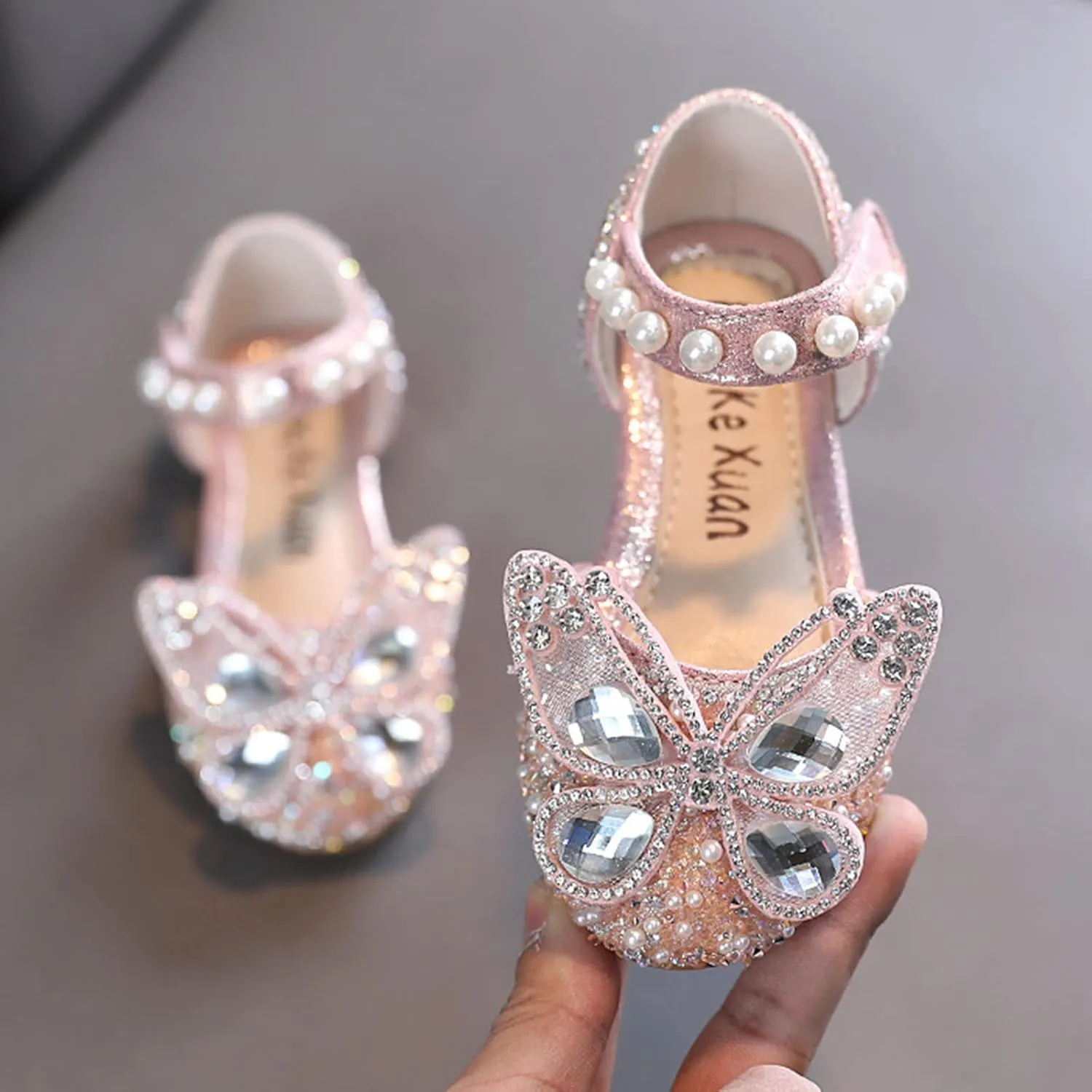 Girls Sandals, Open Toe Cute Butterfly Princess Girls Flat, Sparkly Summer Dress Shoes Sandals for Toddler Kids