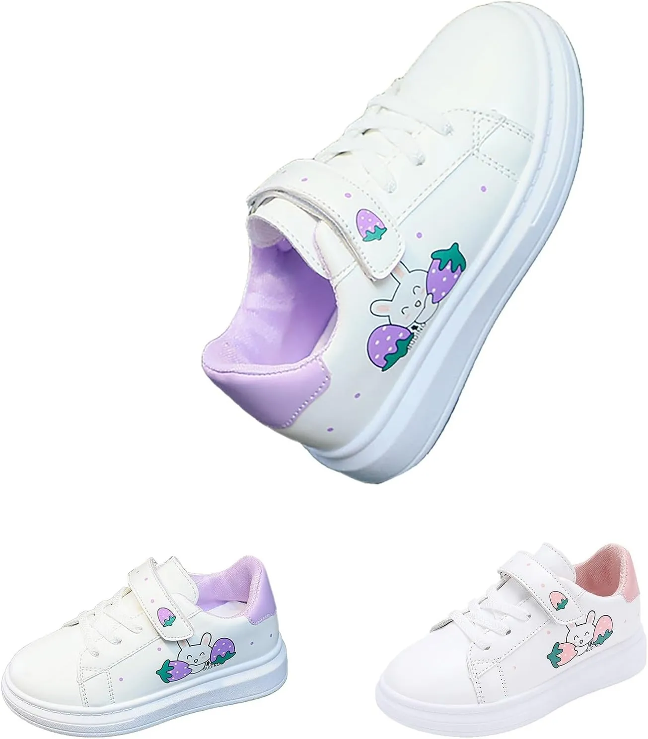 Girls Sneakers Cue Cartoon Lightweight Leather Upper Sneakers Shoes Casual Athletic Walking Shoes for Kids Toddler