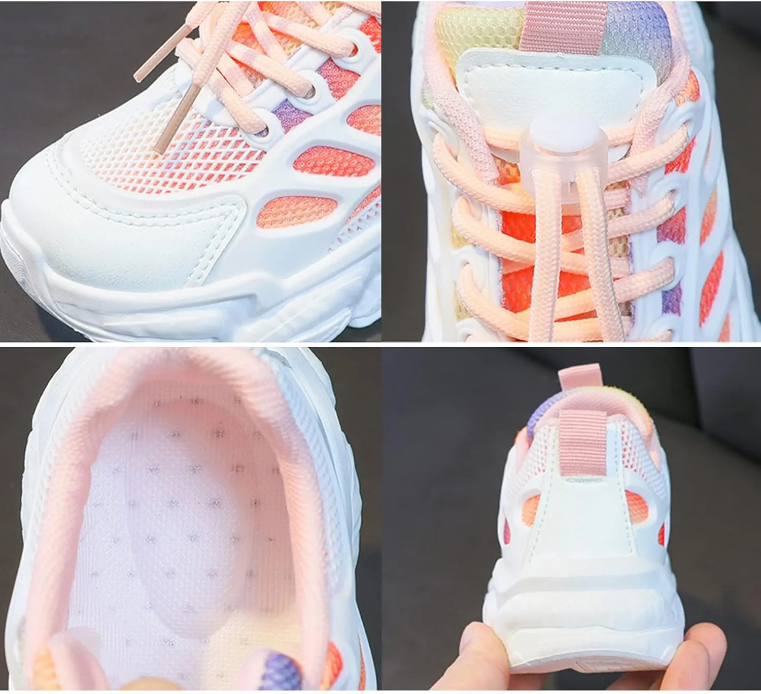 Girls Sneakers Lace up Running Athletic Shoes Lightweight Breathable Jelly Sole Kids Walking Shoes Casual Shoes