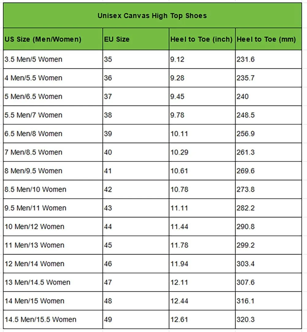 Green High Top Canvas Shoes Womens Mens High Top Sneakers Lace Up Casual Shoes Gifts for Men Women