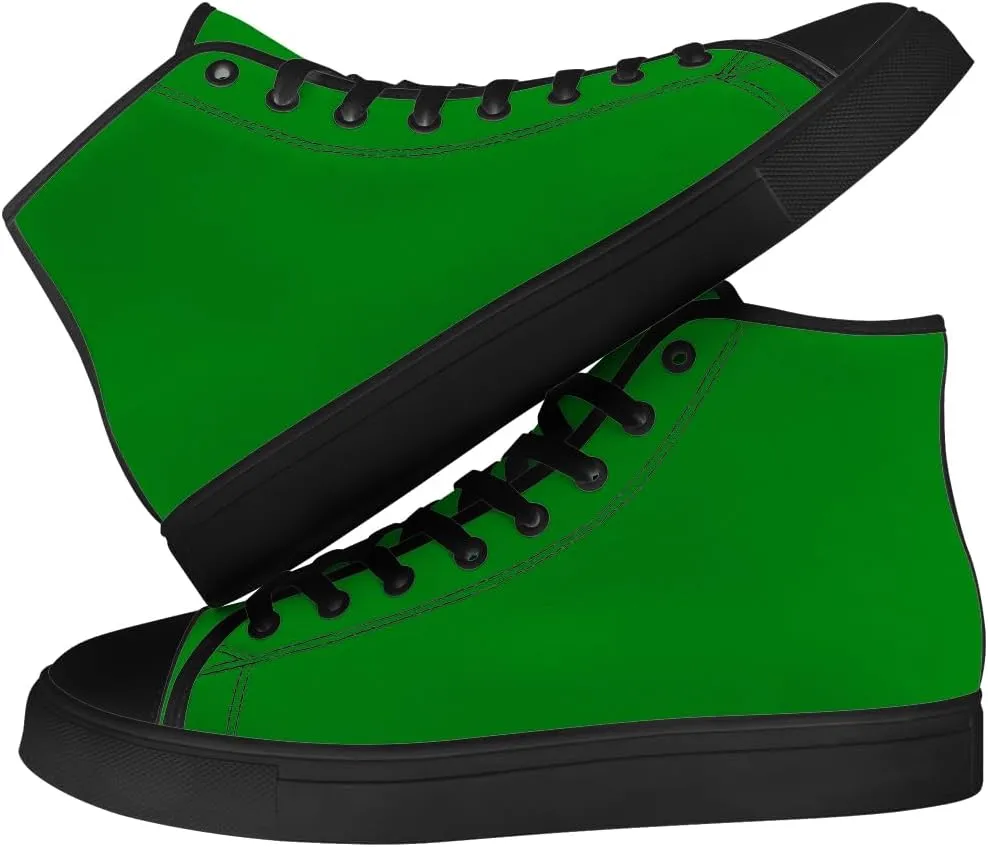 Green High Top Canvas Shoes Womens Mens High Top Sneakers Lace Up Casual Shoes Gifts for Men Women