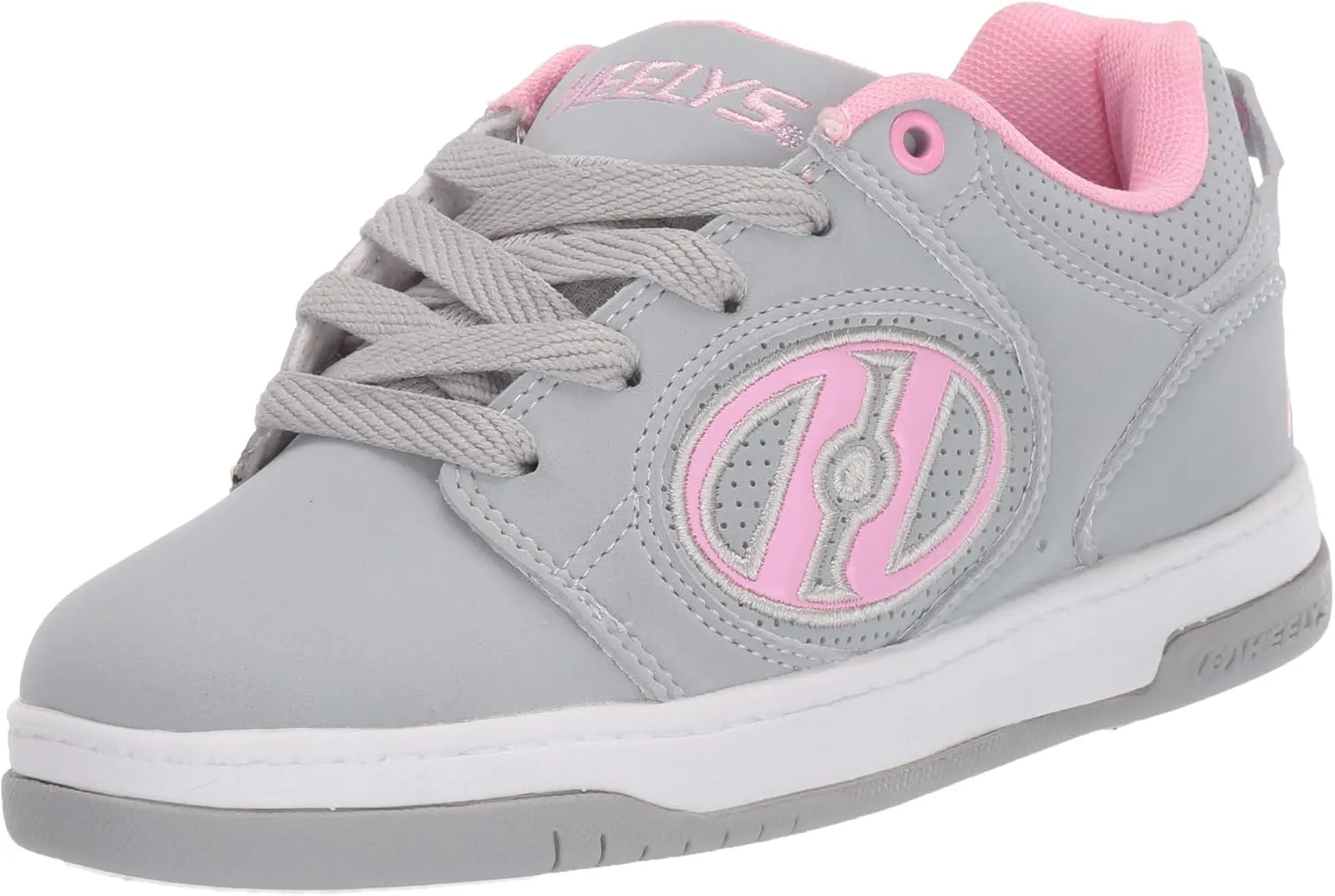 HEELYS Girl's Voyager Tennis Shoe, Grey/Light Pink, 4 Big Kid