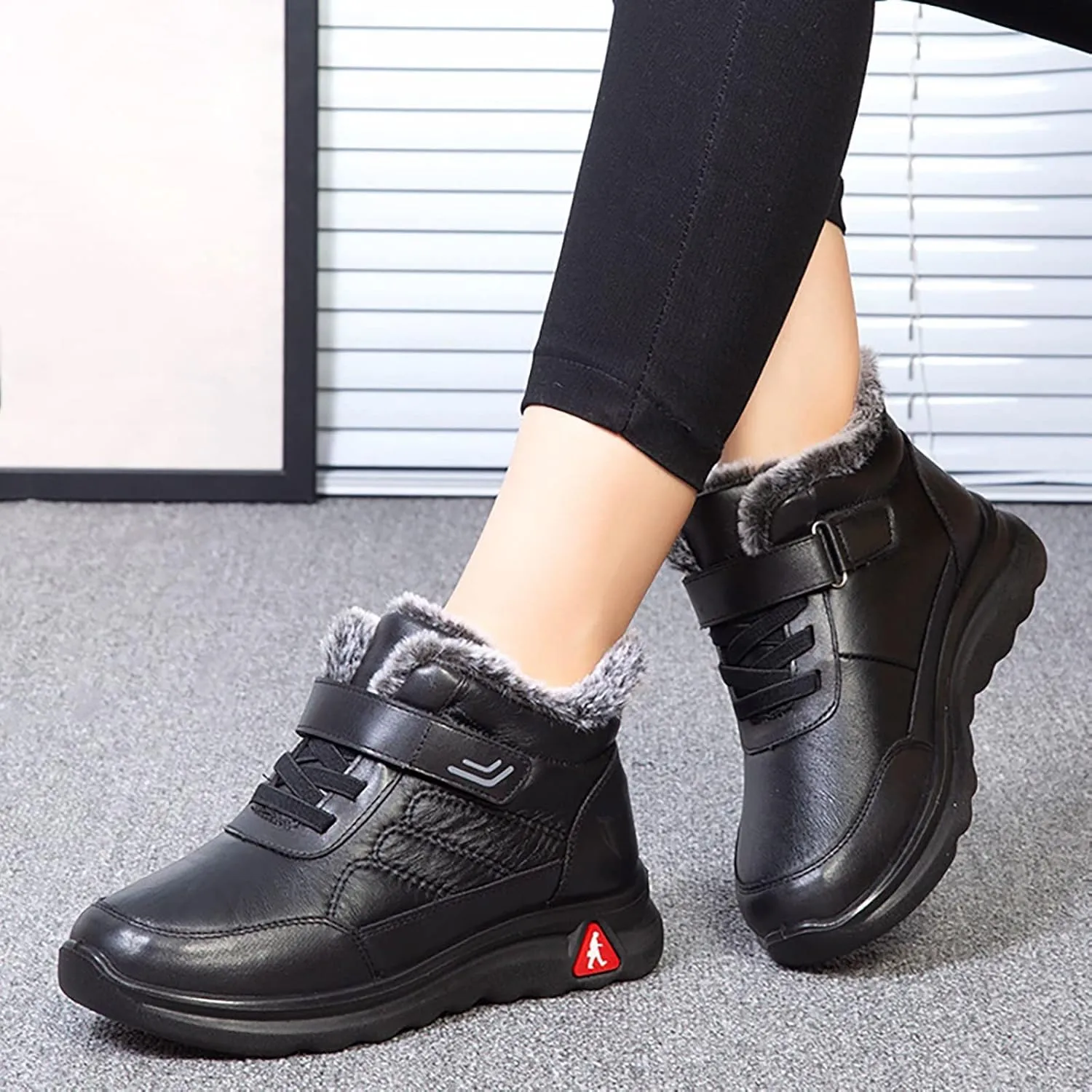 Hiking Boots for Women Waterproof Insulated Fur Boots Warm Ankle Booties Trekking Snow Boots Womens Winter Shoes