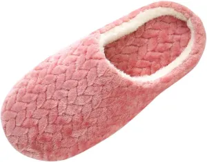 House Slippers for Women Fuzzy,Unisex Memory Foam Wool-Like Plush Fleece Lined Winter Indoor Outdoor Anti-Skid Rubber Sole