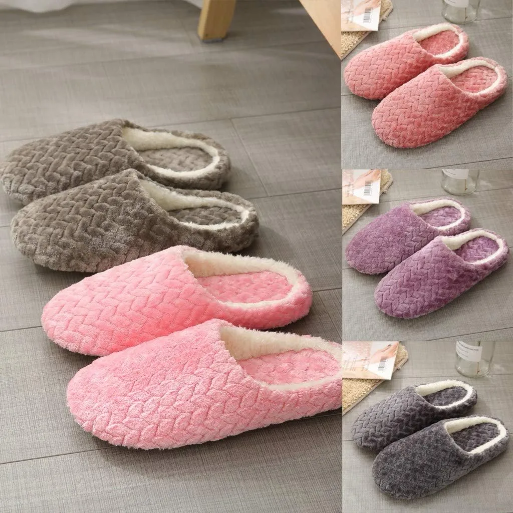 House Slippers for Women Fuzzy,Unisex Memory Foam Wool-Like Plush Fleece Lined Winter Indoor Outdoor Anti-Skid Rubber Sole