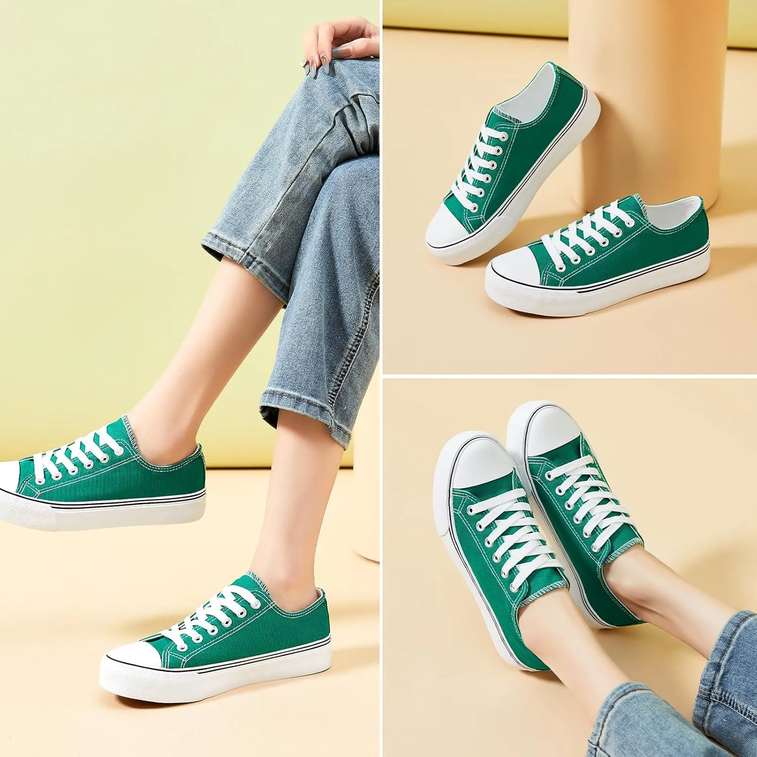 Iarus Womens Canvas Shoes Low top Sneakers for Womens Fashion Casual Shoes Walking Comfortable Shoes