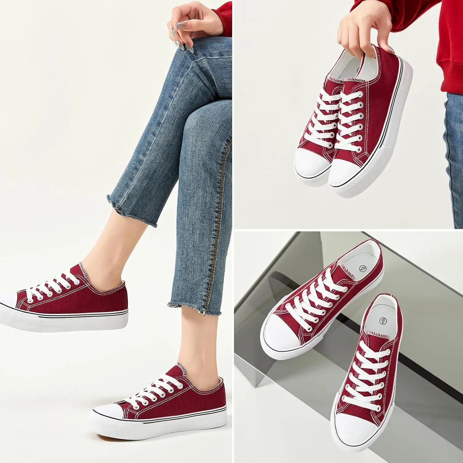 Iarus Womens Canvas Shoes Low top Sneakers for Womens Fashion Casual Shoes Walking Comfortable Shoes