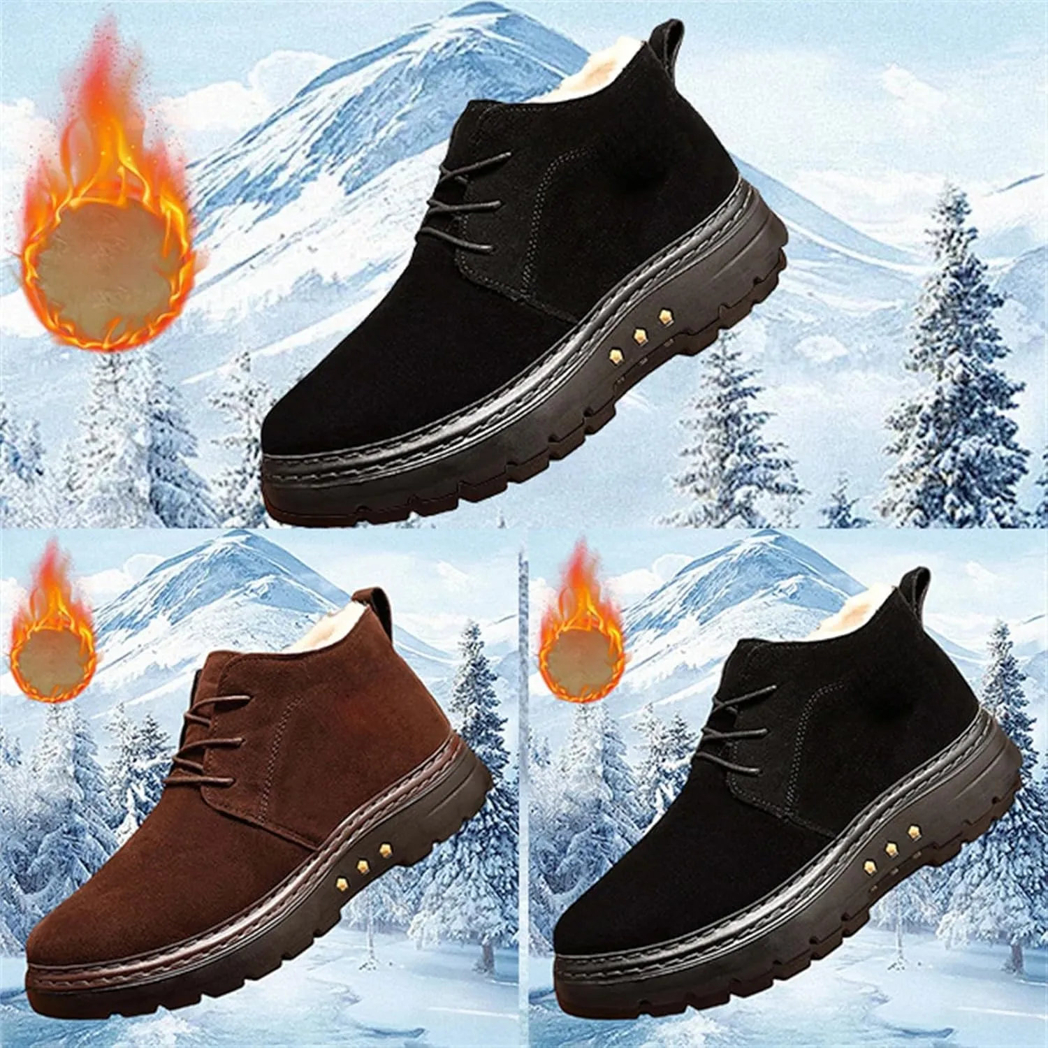 Insulated Hiking Boots Women aterproof Anti-Slip Plush Lined Slip On Snow Shoes For Women Casual Shoes