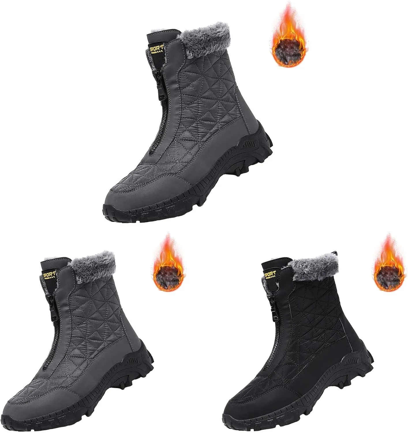 Insulated Hiking Boots Women aterproof Non-Slip Plush Lined Snow Shoes For Men Slip On Casual Shoes