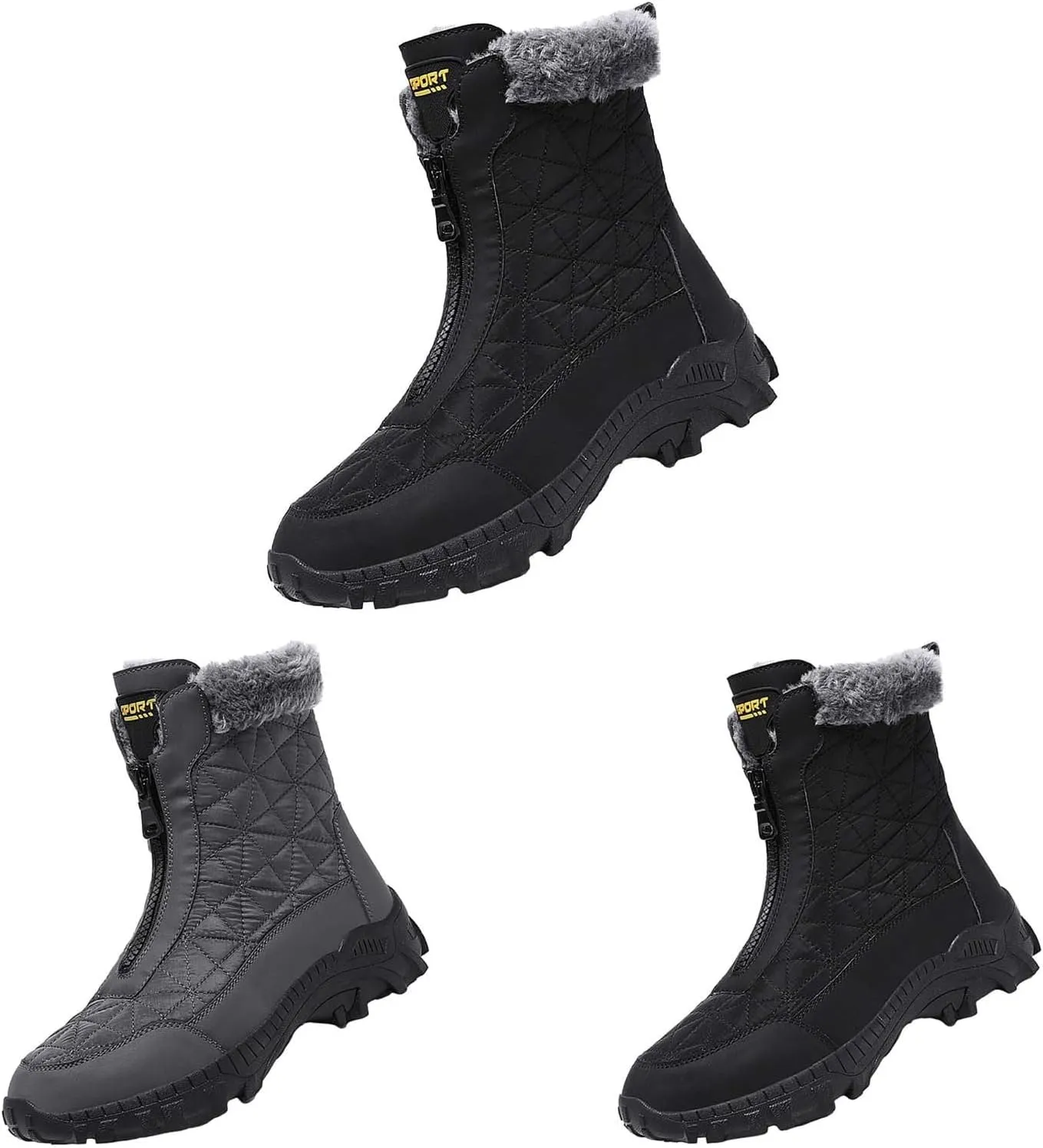 Insulated Hiking Boots Women aterproof Non-Slip Plush Lined Snow Shoes For Men Slip On Casual Shoes
