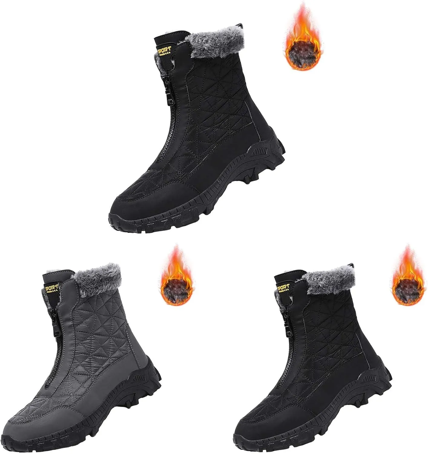 Insulated Hiking Boots Women aterproof Non-Slip Plush Lined Snow Shoes For Men Slip On Casual Shoes