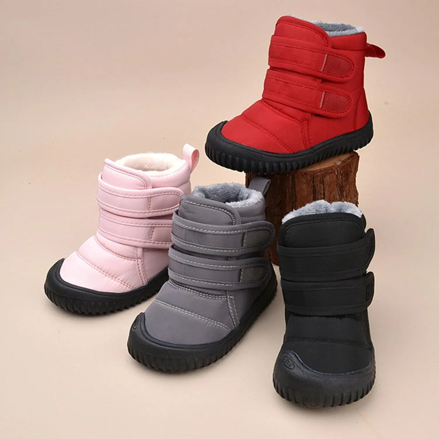Insulated Snow Shoes For Boy Winter Walking Shoes For Baby Non Slip Ankle Boots Waterproof Plush Lined Hiking Boots